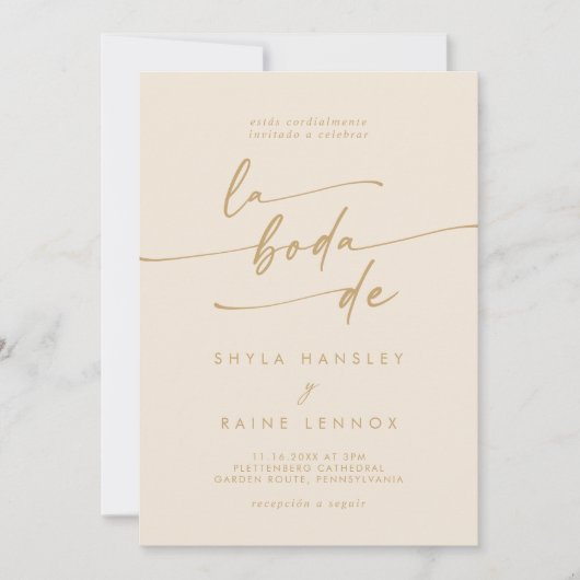 Boho Chic  Goud QR Code Spaans Bruiloft Kaart (Voorkant)