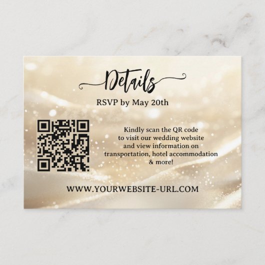 Boho Chic Goud Sparkling Elegant Huwelijk Informatiekaartje (Voorkant)
