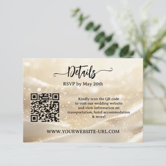 Boho Chic Goud Sparkling Elegant Huwelijk Informatiekaartje (Staand voorkant)