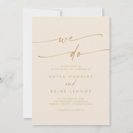 Boho chic goud we doen bruiloft kaart (Voorkant)