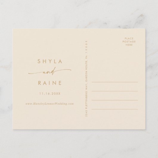 Boho Chic  Gouden Bruiloft Save the Date Uitnodiging Briefkaart (Achterkant)