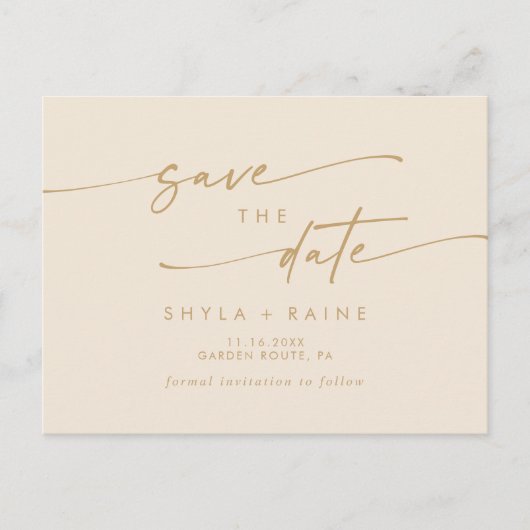 Boho Chic  Gouden Bruiloft Save the Date Uitnodiging Briefkaart (Voorkant)