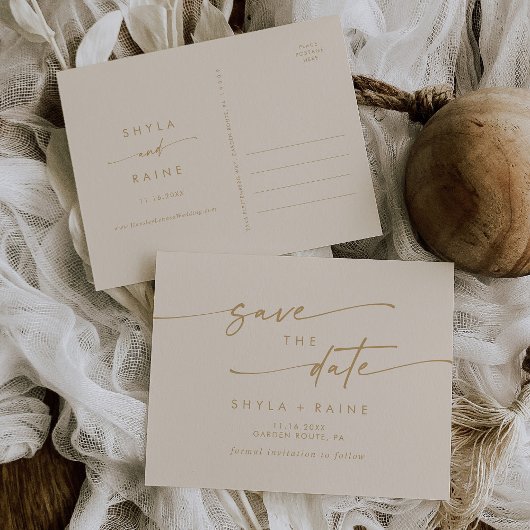 Boho Chic  Gouden Bruiloft Save the Date Uitnodiging Briefkaart