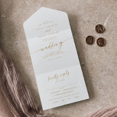 Boho Chic Gouden en Witte Maaltijdkeuze RSVP Trouw All In One Uitnodiging