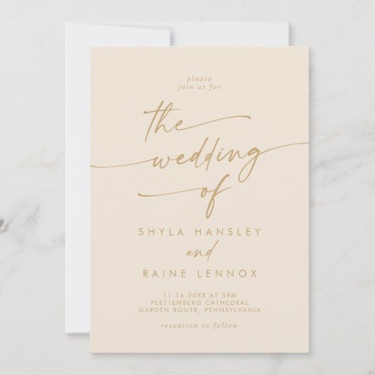 Boho Chic  Gouden Foto QR Code Bruiloft Kaart (Voorkant)