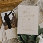 Boho Chic Gouden Foto QR Code Bruiloft Kaart