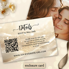 Boho Chic Gouden Glitterende Trouw Informatiekaartje