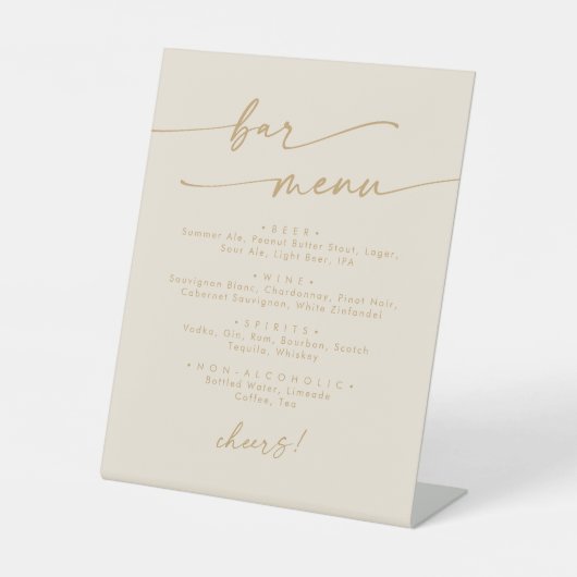 Boho Chic  Gouden Trouwbar Reclamebord Met Voetstuk (Voorkant)