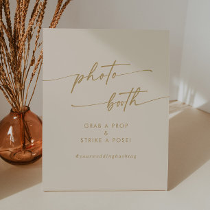 Boho Chic Gouden Trouwfotocabine Reclamebord Met Voetstuk