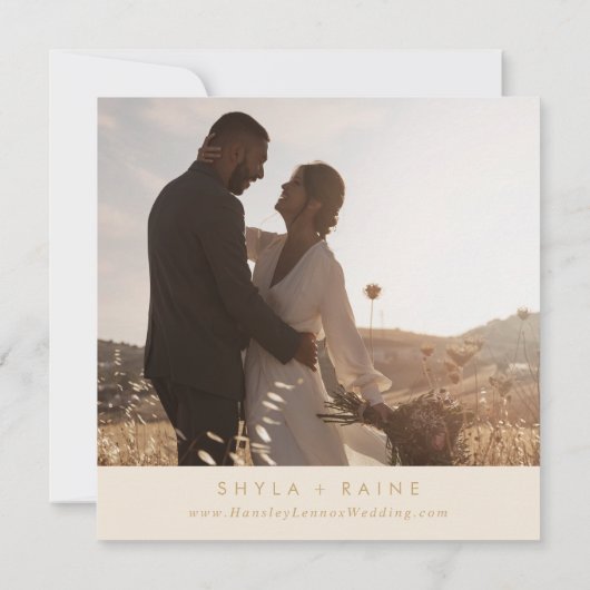 Boho Chic  Gouden Vierkant Foto Terug Save The Date (Achterkant)