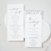 Boho Chic Gray Wildflower Tea Length Wedding Programmakaart