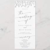 Boho Chic Gray Wildflower Tea Length Wedding Programmakaart (Voorkant)