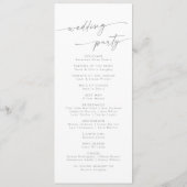 Boho Chic Gray Wildflower Tea Length Wedding Programmakaart (Achterkant)