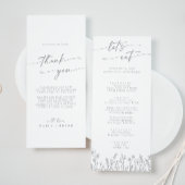 Boho Chic Gray Wildflower Thank You and Wedding Menu