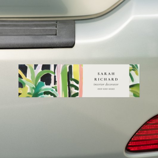 Boho Chic Green Tropical Leafy Foliage Botanical Bumpersticker (Op auto)