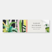 Boho Chic Green Tropical Leafy Foliage Botanical Bumpersticker (Voorkant)