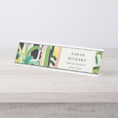 Boho Chic Green Tropical Leafy Foliage Botanical Bureau Naambordje (Voorkant)