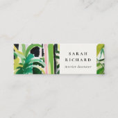 Boho Chic Green Tropical Leafy Foliage Botanical Mini Visitekaartje (Voorkant)