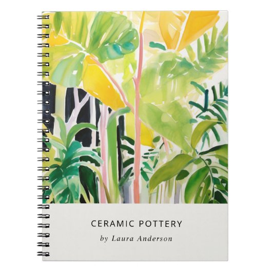 Boho Chic Green Tropical Leafy Foliage Botanical Notitieboek (Voorkant)