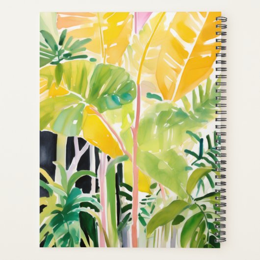 Boho Chic Green Tropical Leafy Foliage Botanical Planner (Achterkant)