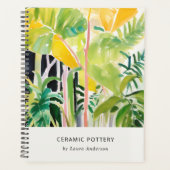 Boho Chic Green Tropical Leafy Foliage Botanical Planner (Voorkant)