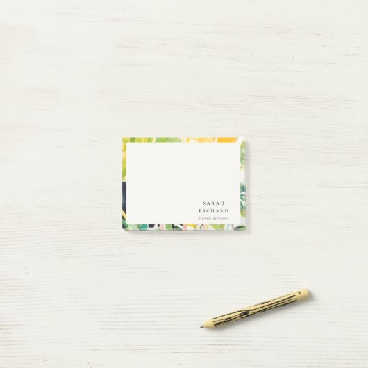 Boho Chic Green Tropical Leafy Foliage Botanical Post-it® Notes (Op bureau)