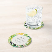 Boho Chic Green Tropical Leafy Foliage Botanical Ronde Kartonnen Onderzetter (Insitu)