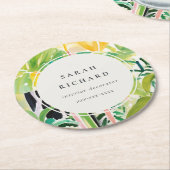 Boho Chic Green Tropical Leafy Foliage Botanical Ronde Kartonnen Onderzetter (Gebogen)