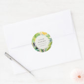 Boho Chic Green Tropical Leafy Foliage Botanical Ronde Sticker (Envelop)