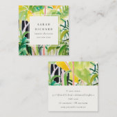 Boho Chic Green Tropical Leafy Foliage Botanical Vierkante Visitekaartje (Voorkant / Achterkant)