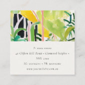 Boho Chic Green Tropical Leafy Foliage Botanical Vierkante Visitekaartje (Achterkant)