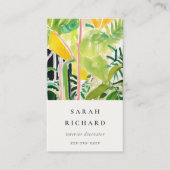 Boho Chic Green Tropical Leafy Foliage Botanical Visitekaartje (Voorkant)