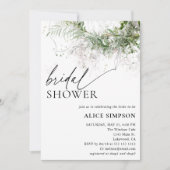 Boho Chic Greenery Script Bridal Shower Invitation Kaart (Voorkant)