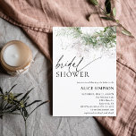 Boho Chic Greenery Script Bridal Shower Invitation Kaart<br><div class="desc">Boho bridal doucheuitnodiging bevat groene bladeren.</div>