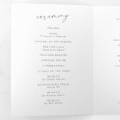 Boho Chic Grijze Wilde Bloem Monogram Bruiloft Drieluik Programma (Binnenzijde eerst)