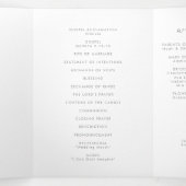Boho Chic Grijze Wilde Bloem Monogram Bruiloft Drieluik Programma (Binnenkant midden)