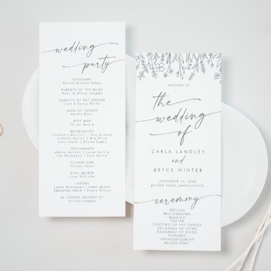 Boho Chic Grijze Wilde Bloem Theelengte Trouwjurk Programmakaart