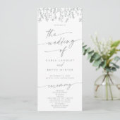 Boho Chic Grijze Wilde Bloem Theelengte Trouwjurk Programmakaart (Staand voorkant)