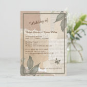  boho chic groen bruiloft monogram kaart (Staand voorkant)