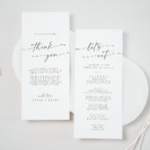Boho Chic Groen en Wit Dank u en Bruiloft Menu