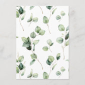 Boho-chic groen eucalyptus bruiloft details informatiekaartje (Achterkant)