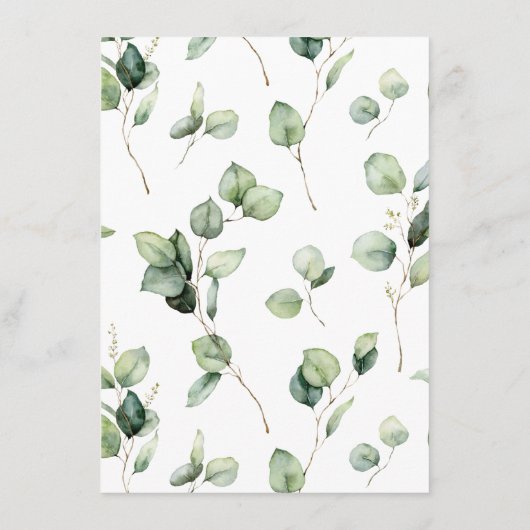 Boho-chic groen eucalyptus bruiloft details informatiekaartje (Achterkant)