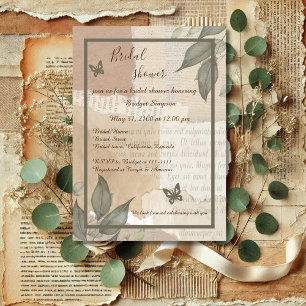 boho chic groen monogram vrijgezellenfeest kaart