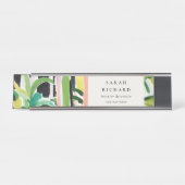 Boho Chic Groen Tropisch Bladerrijk Gebladerte Bot Bureau Naambordje (Voorkant)