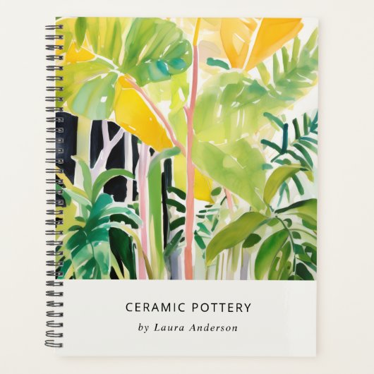 Boho Chic Groen Tropisch Bladerrijk Gebladerte Bot Planner (Voorkant)