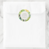 Boho Chic Groen Tropisch Bladerrijk Gebladerte Bot Ronde Sticker (Tas)