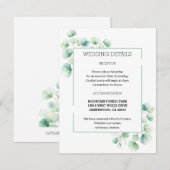 Boho Chic Groene Waterverf verlaat bruiloft Informatiekaartje (Voorkant / Achterkant)