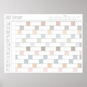 Boho Chic Grote 2024 Wandkalender (horizontaal) Poster