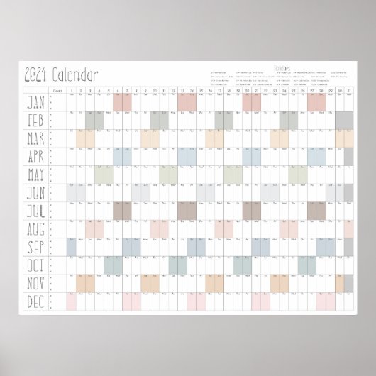 Boho Chic Grote 2024 Wandkalender (horizontaal) Poster (Voorkant)