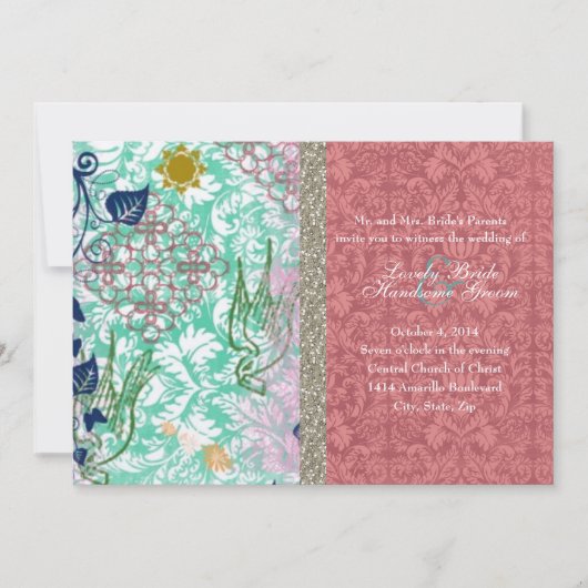 Boho Chic Gypsy Ragbag Wedding Invitations Kaart (Voorkant)